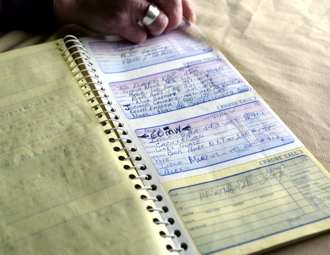Wendy Gehring shows a notebook